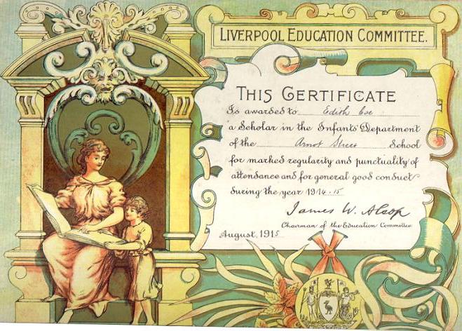 Edith Coe Merit cert 1915